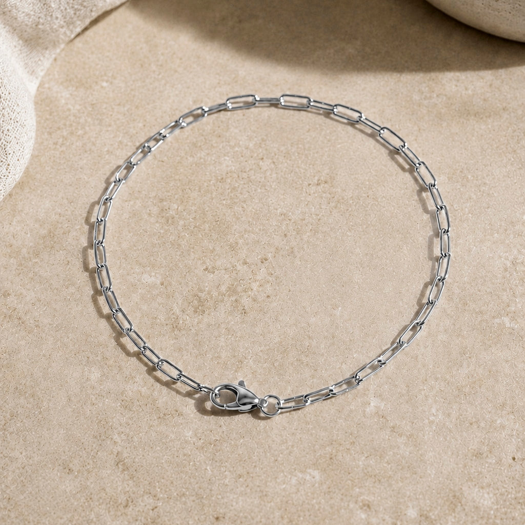 Paperclip Chain Bracelet Silver Tone