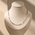 Paperclip Chain Necklace Silver Tone