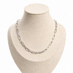 Paperclip Chain Necklace Silver Tone