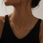 Paperclip Chain Necklace Silver Tone