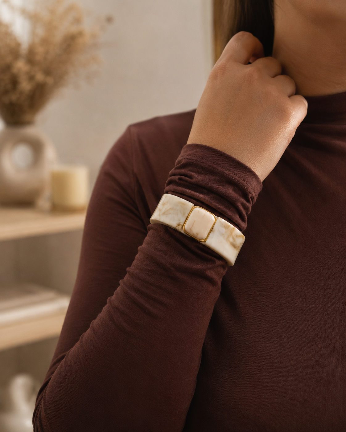 Square Framed Cuff Bangle