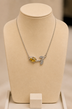 Tulip Pendant Necklace Silver Tone